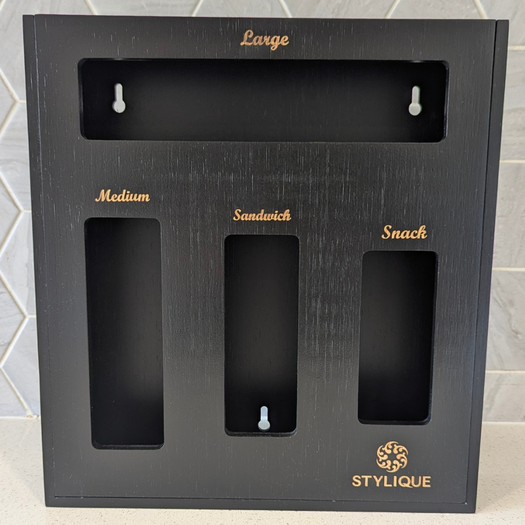4 in 1 Food Storage Bag Organiser with Sliding Lid - Black