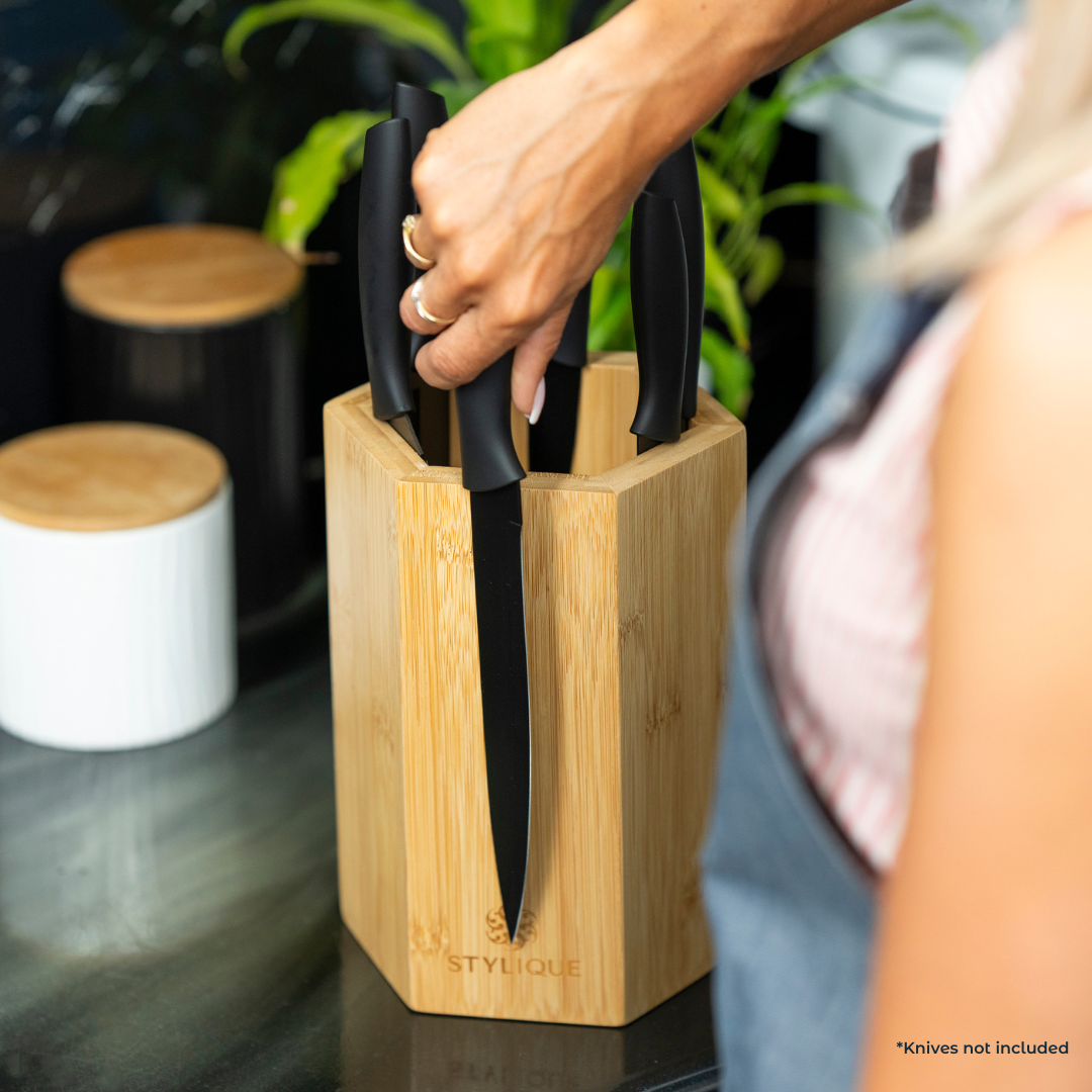 Bamboo Hexagonal Magnetic Knife Holder