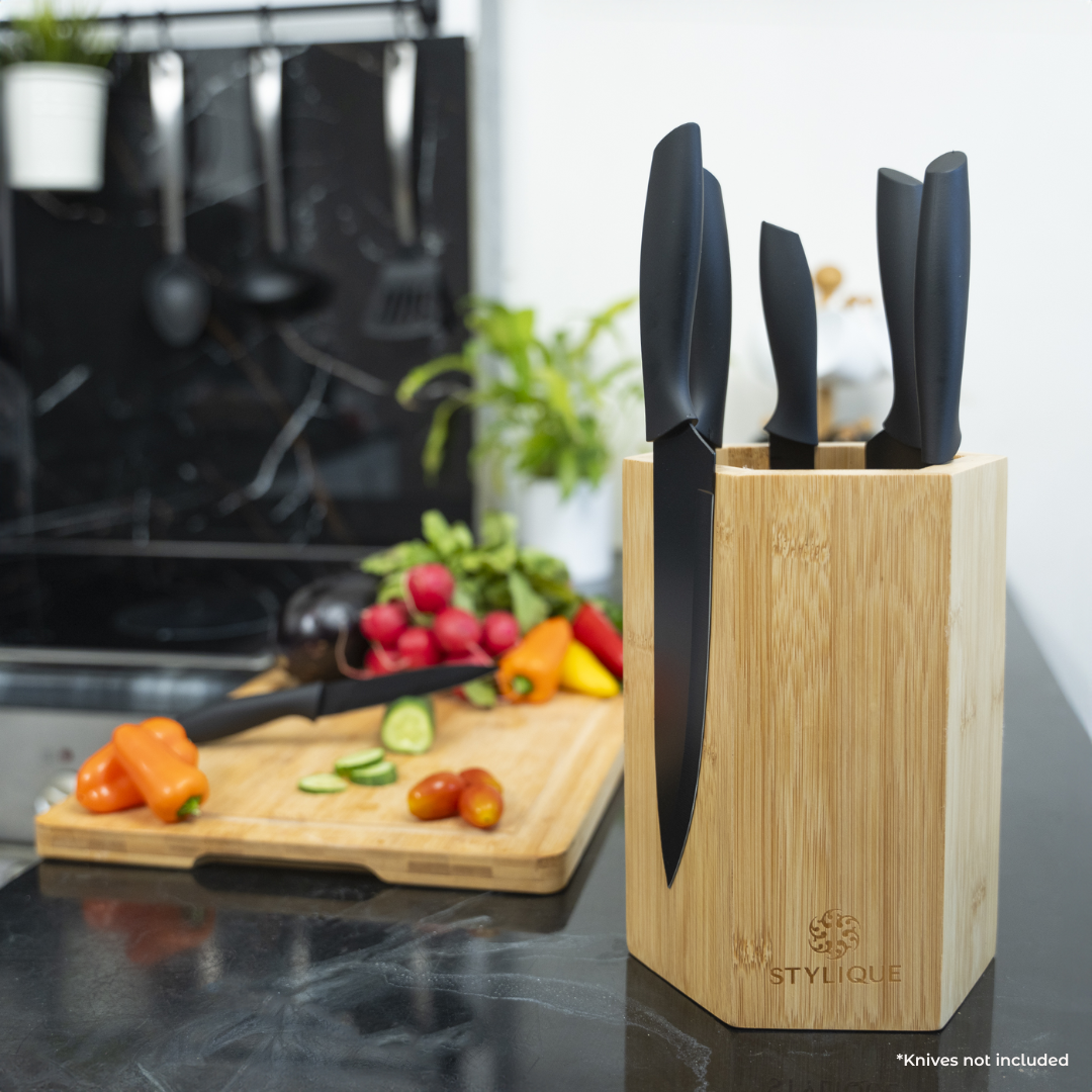 Bamboo Hexagonal Magnetic Knife Holder