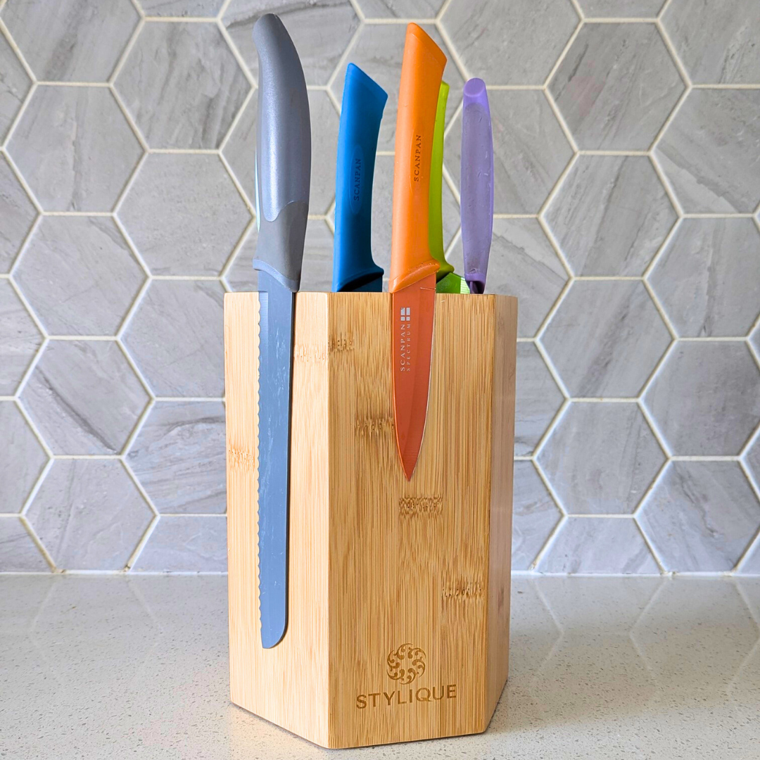 Bamboo Hexagonal Magnetic Knife Holder